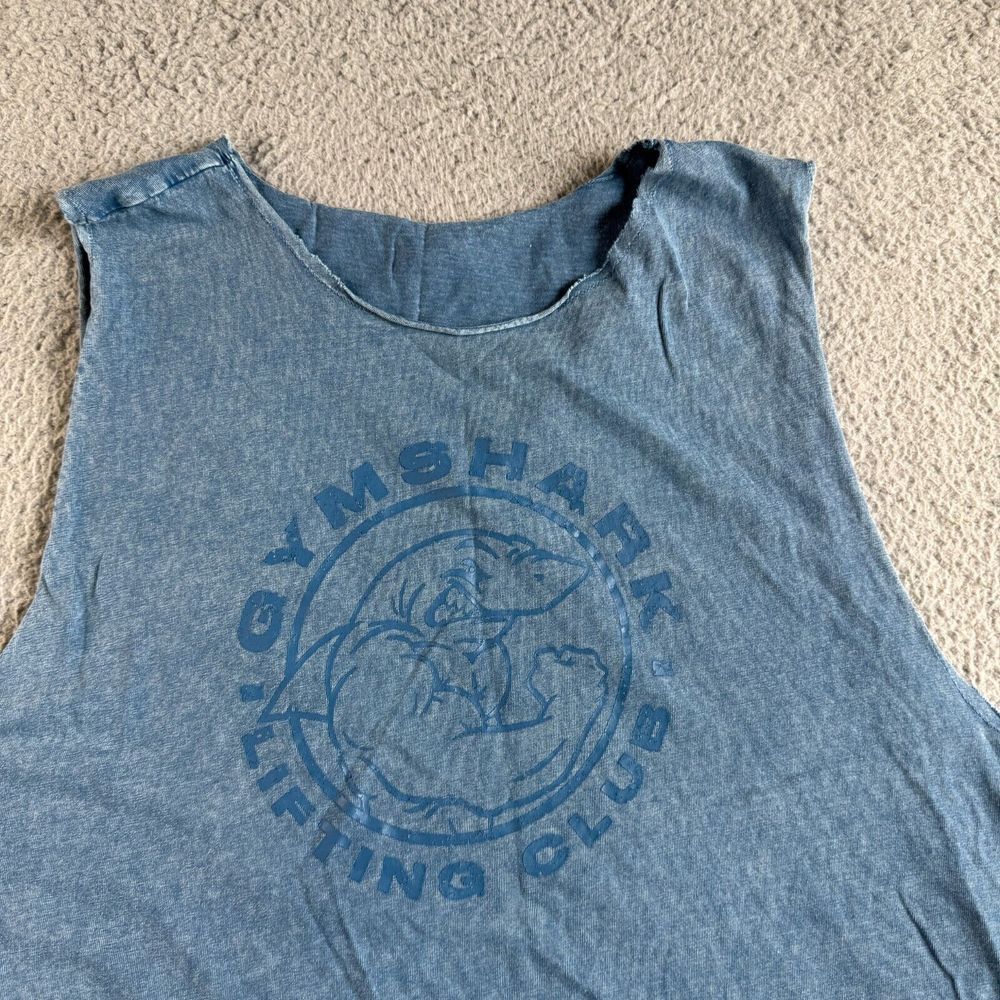 Gymshark Shirt Mens Small Blue Tank Top Vest Distressed Training Sports Gym